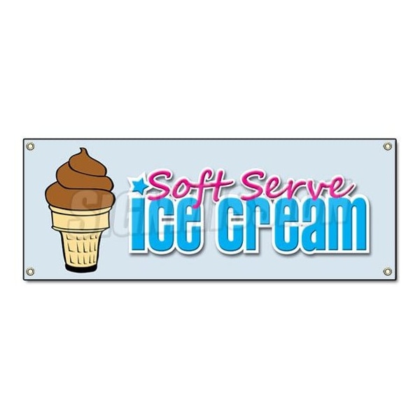 SOFT SERVE CHOCOLATE ICE CREAM BANNER SIGN cone sundae banana split shake